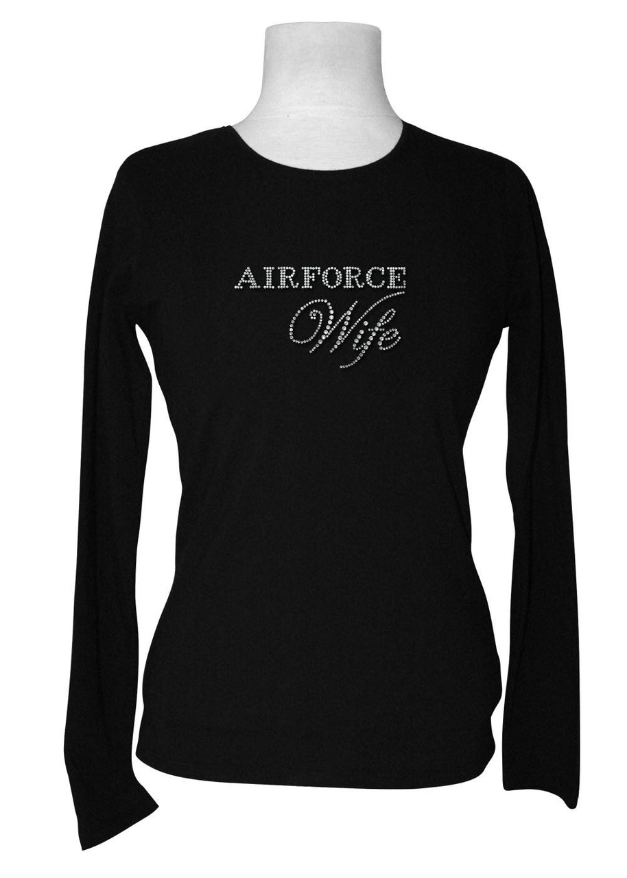 Air Force Wife Rhinestone Long Sleeve Tee
