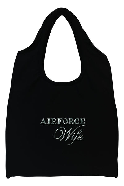 Air Force Wife Full-Size Rhinestone Logo Tote Bag