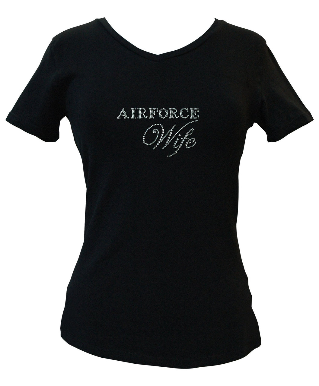 Air Force Wife Rhinestone V-Neck Tee