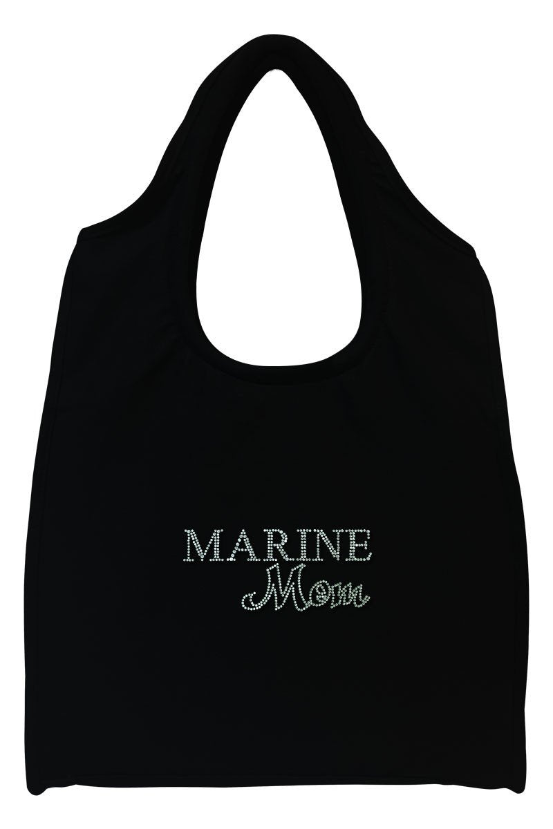 Marine Mom Full-Size Rhinestone Logo Tote Bag